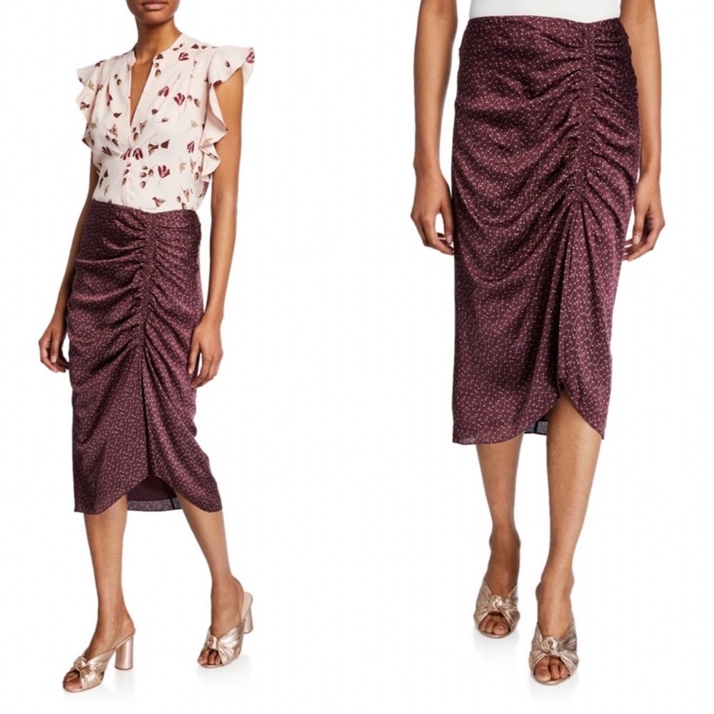 Joie Maira Midi Skirt speckled Brown Ruched